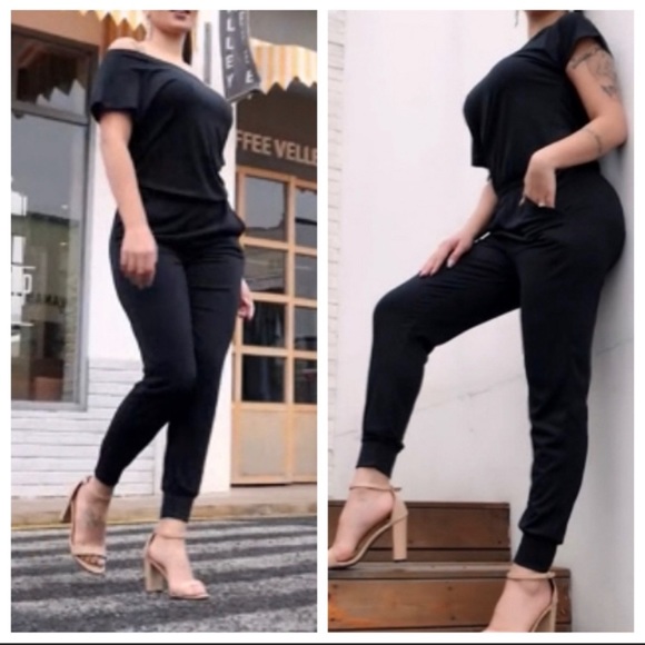 ✨LAST ONE✨ on/off the shoulder drawstring jumpsuit - Picture 3 of 7